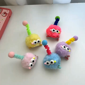 Jepit Rambut Fluffy Plush Monster Hair Clip Boneka Lucu Bulu Lembut