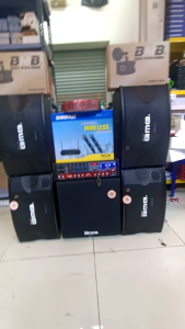 Paket Komplit Karaoke Set 4 Titik Speaker BMB 10 Inch Subwoofer 12 Inch 2 Mic Wireless