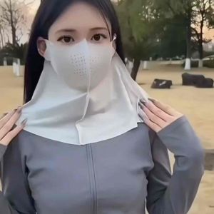 UPF50 + ป้องกันแสงแดด ผ้าไหมน้ำแข็งน้ำแข็ง 3D บังแดด เย็นเย็น กันฝุ่นกันฝุ่น ผ้าพันคอป้องกันรังสียูวี ฤดูร้อนฤดูร้อนฤดูร้อน