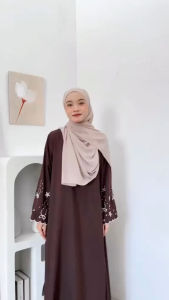 Abaya Trend Lebaran Azna Abaya Gamis Bordir lengan Abaya Premium Busui Wudhu Frendly