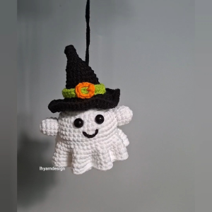 Thú len Halloween bí ngô và con ma mũ phù thủy bằng len treo ô tô treo túi xách charm decor |lhyarndesign