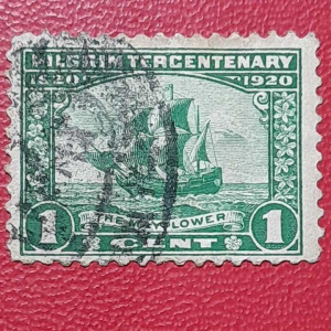 Prangko USA kuno 1 cent Anniversary of the Pilgrim Tahun 1920 USED