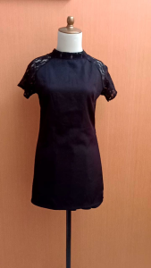 atasan wanita hitam SWEETY mix lace M cewek blouse lengan pendek cute santai