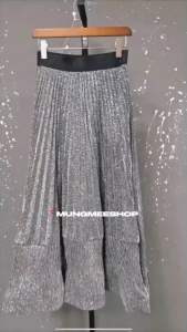 KIMKIM พร้อมส่งในไทย กระโปรงยาว ผ้ากาหลี  ผ้าวิ้งค์ metallic มีซับ   เรียบเก๋ๆ   แบบเรียบหรู เอวสม็อก​ยางยืด 26-38 นิ้วสะโพก50นิ้ว ยาว35-38” ใช้โค้ดลดได้อีก