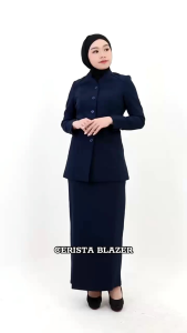 Seragam guru biru dongker set Rok (274)