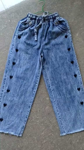 CELANA JEANS KULOT RAWIS ANAK MOTIF LOVE HITAM DAN BIRU KEKINIAN TERMURAH CELANA JEANS KULOT RAWIS ANAK