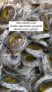 Double Tape Isolasi Esolasi bolak balik 3m putih 2cm x 4meter