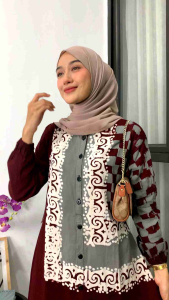 Gamis Motif Terbaru 2025 Motif Dwipangga Saku Kanan Rempel Tumpuk Tali Samping Cap Malaman