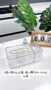 Hộp dựng giấy ăn để bàn trong suốt sang trọng tiện lợi