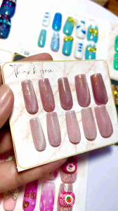 เล็บเจล เล็บปลอม ขนาด size(S) สีแคทอาย ชมพูนู๊ด สีแม่เหล็ก สีลูกแก้ว แถมฟรี ตะไบเล็บ กาวติดเล็บปลอม