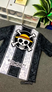 Baju Jersey RJP Anime One Piece Hitam oversize boxy fit Jersey pria & wanita bahan Dry fit Milano
