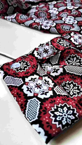 Baju Seragam Kemeja Batik Sekolah SD Motif Matahari Merah Tangan Panjang