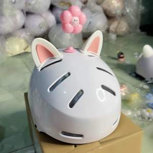 Nón bảo hiểm thể thao kèm tai mèo +hoa siêu dễ thương