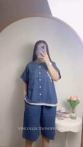 SETELAN 7/8 JEANS RENDA BUNGA SNOW BLUE LD120 WANITA|ONESET WANITA|SETELAN LD120(2350)