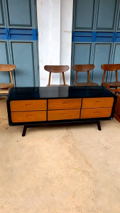 Meja TV Kayu Jati Laci 6 Model Minimalis Bufet TV Minimalis Kayu Jati