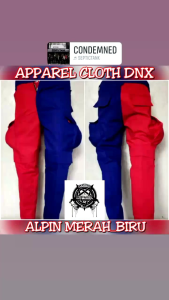 Celana Alpin Alpine Alpina Panjang Saku Kempol Punk Merah Biru