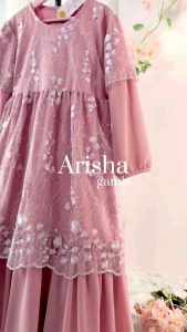 Baju Gamis Anak Perempuan Arisha Bahan Brokat Kombinasi Ceruti Kekinian Mewah Usia 5 6 8 10 12 tahun Labella