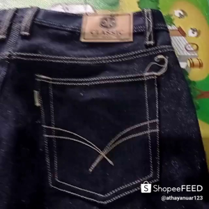 celana panjang raw denim accent 14oz ukuran jumbo 28-50