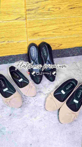 Sepatu Flatshoes wanita hitam anti slip RL-33 sol karet