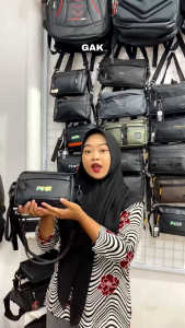 Tas SlingBag Bahu Pria Waterproof PEGE Albern Selempang Polos Hitam 3in1 Slempang Pouch Handbag - PG 9018