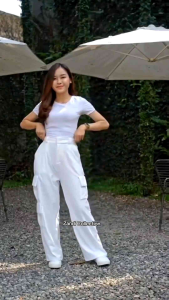 ZC - Nara Cargo Pants - Highwaist Loose Cargo Knit - Celana Kulot Cargo Wanita Kantong Panjang Pants