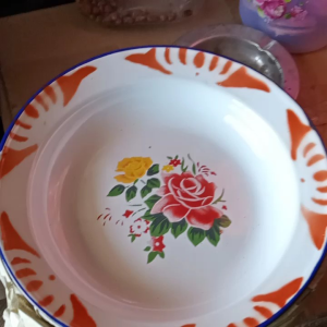 Piring Seng Motif Bunga 1 Lusin / 12 Pcs Piring Seng Jadul UK. 22 cm