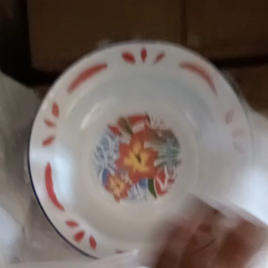 Piring seng jadul UK 20 cm / Piring enamel motif bunga 1 Lusin