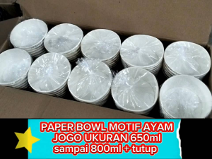 Hot Paper Bowl Motif AYAM JAGO / Gelas Kertas Motif 360ml 500ML 650ML DAN 800ML Tahan Panas ( HARGA PER DUS 500 PCS )