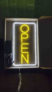 ป้ายไฟ ป้ายไฟร้าน ป้ายไฟตัวอักษร ป้ายไฟวิ่ง ป้ายไฟled ป้ายไฟเปิดร้าน ป้ายไฟOpen สีเหลือง ทรงตั้ง 42x23cm