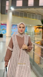 27gadih 3 in 1 set hijab+outer lepas +gamis motif terbaru viral kekinian 2023 edisi Sania dress