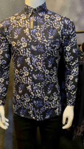 Batik Alissan Terbaru 2024: Kemeja Batik Slim Fit Pria Lengan Panjang Queen Jaya