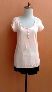 atasan kaos wanita salem pastel M cewek blouse santai lengan pendek