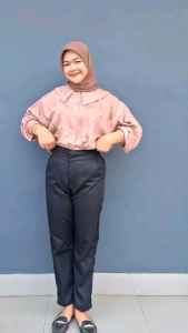 Celana Panjang Wanita Highwaist / Baggypant Bahan Katun Premium