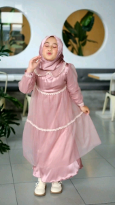 Baju Gamis Dress Muslim Anak Perempuan Model Terbaru  Mewah Modern Kekinian Pesta Kondangan Lebaran