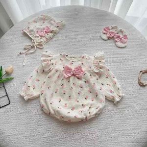 (3-12kg) Body Tay Dài Hoa Bèo NHÍM XÙ KIDS Cho Bé Gái Sơ Sinh Đầy Tháng Thôi Nôi Sinh Nhật B121