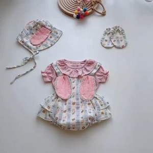 (3-13kg) Body Yếm Tai Thỏ NHÍM XÙ KIDS Cho Bé Gái Sơ Sinh Đầy Tháng Thôi Nôi Sinh Nhật B125