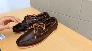 ส่งฟรี 10Us 28cm รองเท้า POLO Brown boat Shoes Pre-owned Authentic