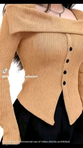 Baju Wanita Terbaru Sabrina Knit Top//Atasan Sabrina Knit Top Kancing Wanita Terkini//Baju Atasan Wanita Dewasa Knit Top Lengan Panjang Masakini