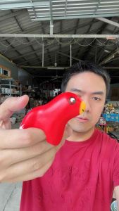 นกเกาะกระถาง (15cm) ลายนกแก้ว เกาะต้นไม้ ตุ๊กตาสวน งานดี วาดสวย ใช้ตกแต่งสวน ตกแต่งบ้าน ตุ๊กตกเซรามิกแต่งสวน