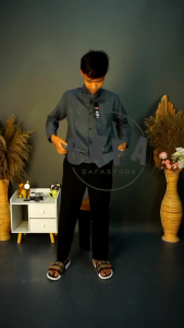 Kemeja anak Laki-Laki polos Lengan panjang Usia 1-14 tahun Hitam Abu maron navy toska putih softblue