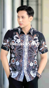 Kemeja Batik Pria Slimfit PRASASTI Lapis Furing Lengan Pendek