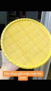 Đĩa nhựa giả mây mẹt tre tròn nhiều size-mẹt nhựa đựng bún đậu - gia dụng Nari