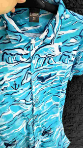 KEMEJA PRIA FULL PRINT/SPOON/MOTIF ABSTRAK BIRU SEA
