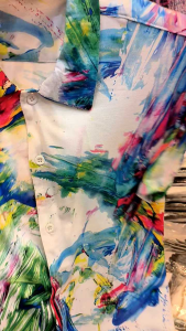 KEMEJA PRIA FULL PRINT/SPOON/MOTIF ABSTRAK PUTIH HIJAU