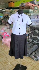 Joenel Sports Collar Blouse Ribiti /Black Skirt Senior Pleats School Uniform Individual Price