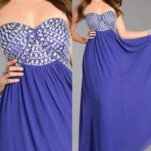 Purple Beaded Strapless Chiffon Evening Gown | Sweetheart Formal Dress | Size 4 & 6 | US Imported