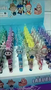PULPEN GEL LABUBU PEN VIRAL//Pen Labubu Black Pen Gel Pop Mart//Pulpen SEKOLAH SERI ISI ENAM PCS
