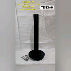 TIANG RAILING KACA TINGGI 50CM HITAM BLACK TEPI TENGAH SUDUT SPIGOT HOLLOW 5X5 TOPLESS GLASS STAINLESS STEEL 304