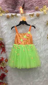 Thanh Lý Đầm Xoè Tầng Dáng Mini Đính Hoa Bé Gái - 2 hand- Size: 6-7 tuổi