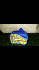 Lunch fit motif lego KENJI SET OF 4 PCS / Tas bekal aluminium foil / Tas bekal motif balok